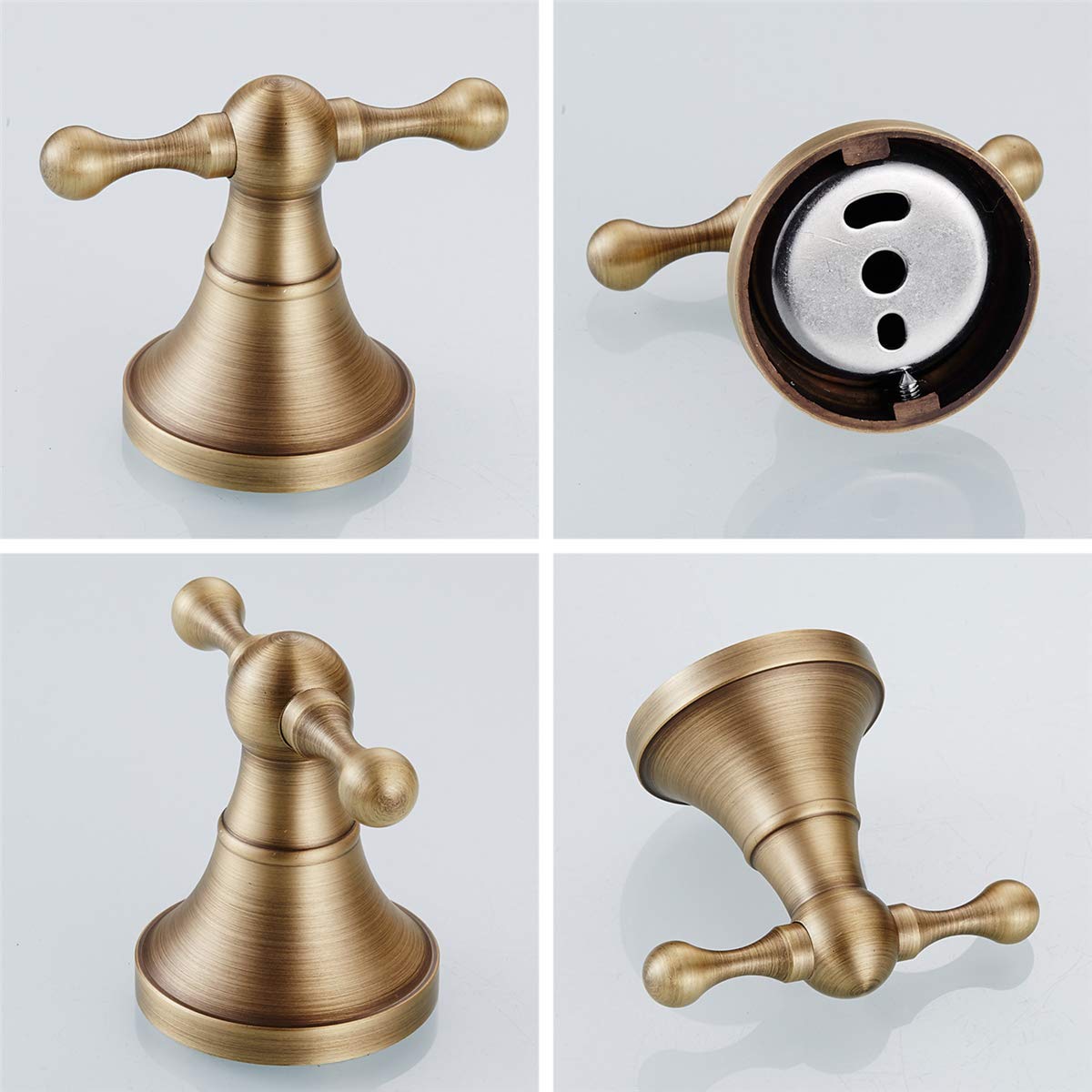 Flybath 3-Piece Bathroom Set - Toilet Paper Holder, Towel Ring & Hook in Antique Brass for Wall Mounting