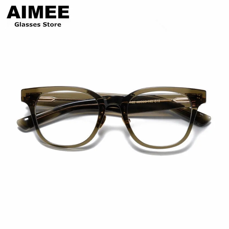 Stylish Aimee Unisex Full Rim Square Titanium Acetate Eyeglasses Frame 14152 - Lightweight & Durable for Work, Reading & Everyday Wear