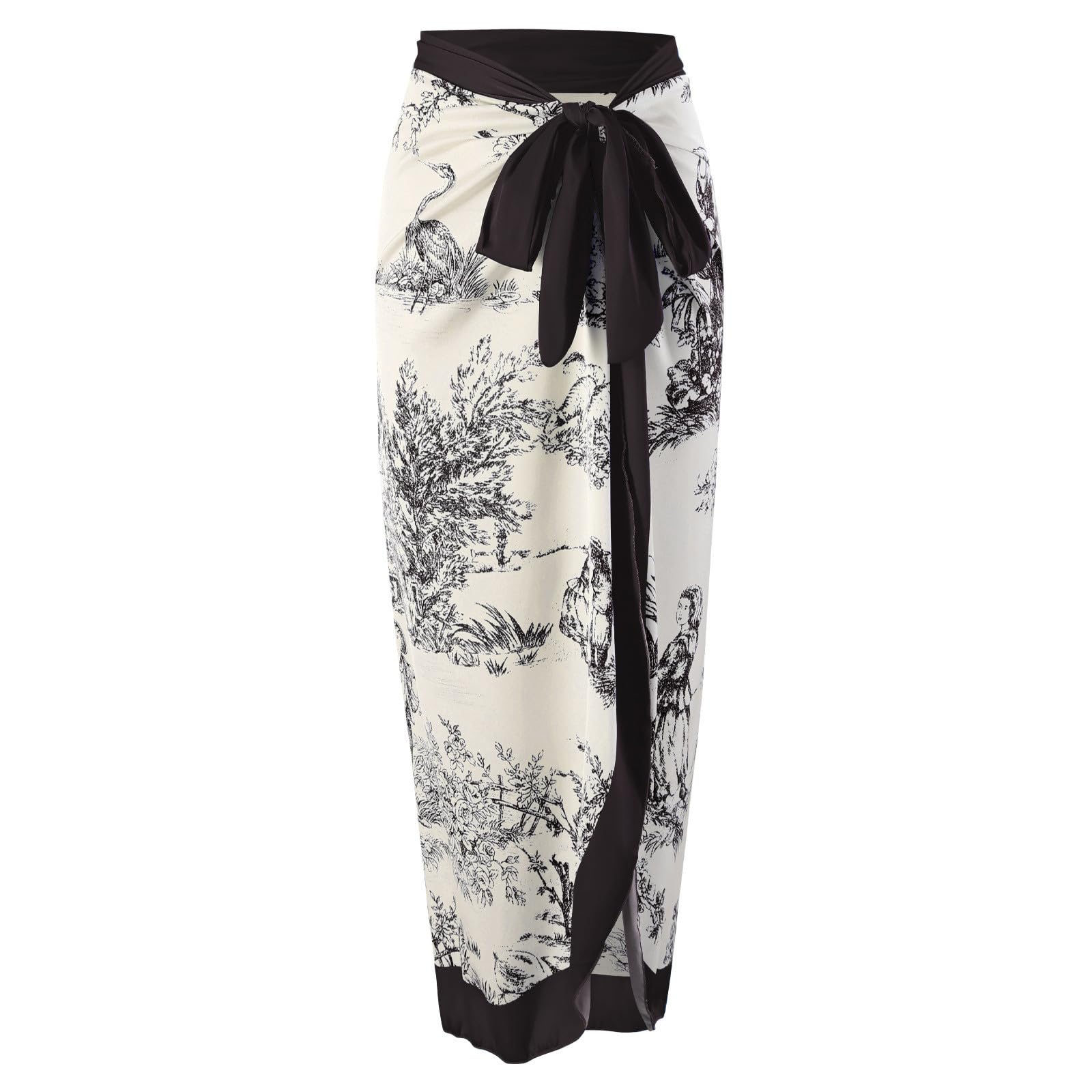 Women's Floral Push Up Bikini Set with Wrap Skirt - Beach & Pool Party