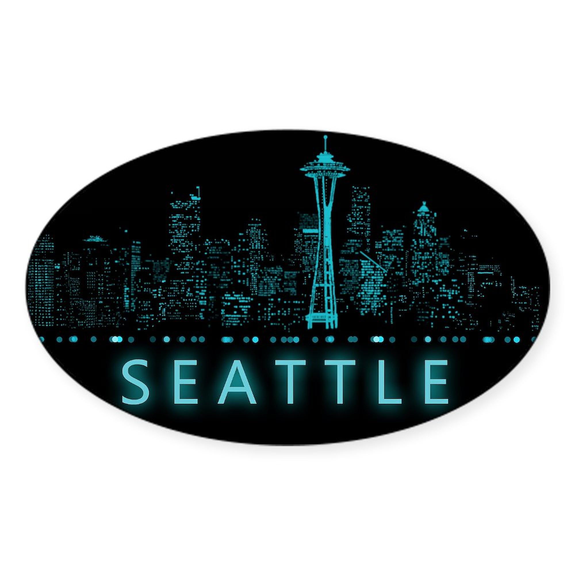 Seattle Washington Oval Car Bumper Sticker - Premium Vinyl Decal for Cars, Trucks, Laptops - Perfect for Travel Lovers & City Pride