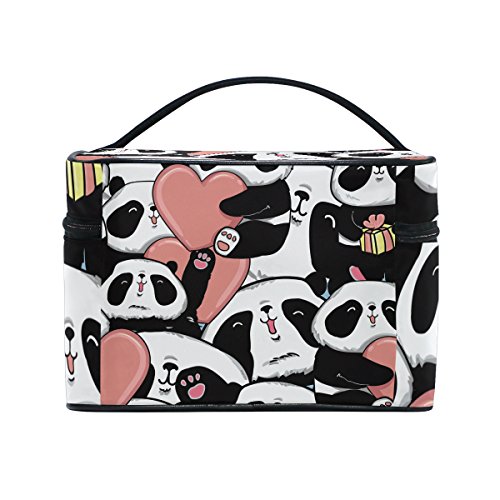 Cute Cartoon Panda Print Travel Makeup Toiletry Organizer Case - Waterproof Cosmetic Bag for Women | Perfect for Travel, Gym & Daily Use