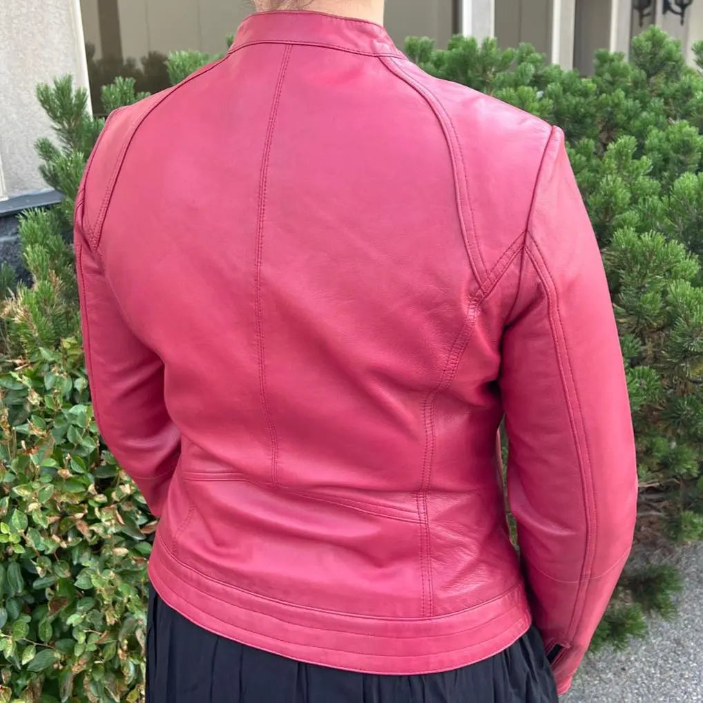 Vintage Women's Lamb Leather Jacket - Soft & Stylish Biker Jacket for Casual Wear & Night Out | Perfect for Fall & Winter Fashion