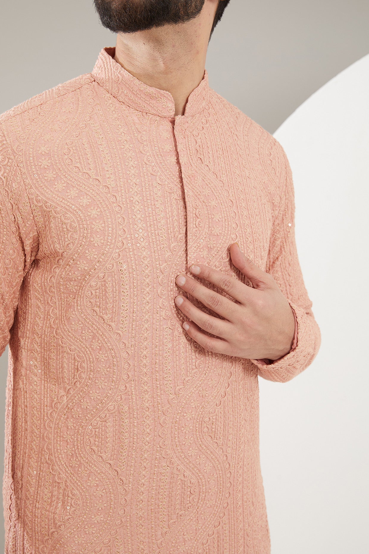 Elegant Peach Chikankari Kurta for Women - Handcrafted Embroidered Cotton Tunic - Perfect for Festivals, Weddings & Casual Wear