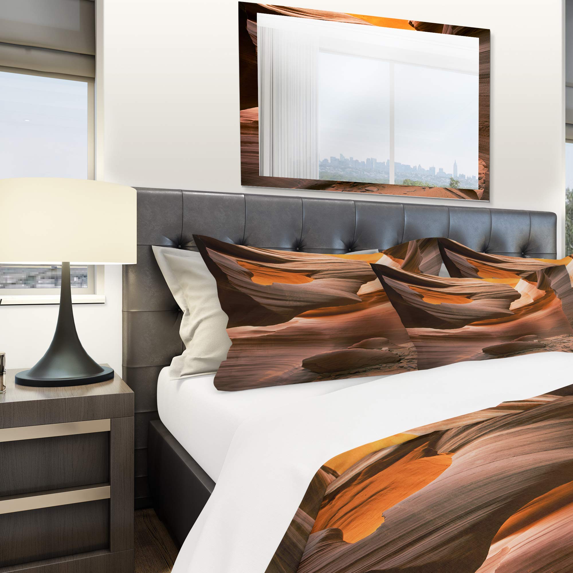 DesignQ Lower Antelope Slot Canyon Reflected Sunlight Brown Duvet Cover Set King - 3 Piece Landscape Bedding Set for All Seasons | Perfect for Southwest Style Bedrooms, Guest Rooms & Vacation Homes