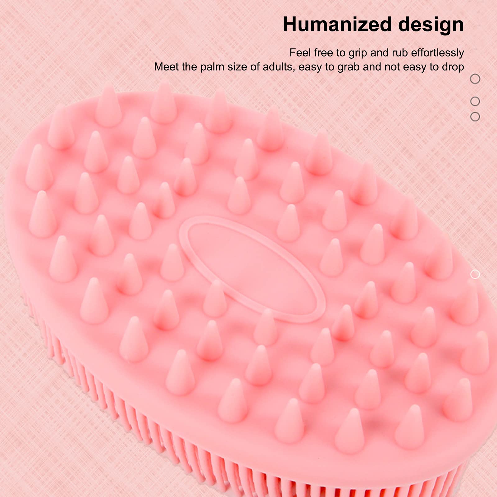 POOWE 2-in-1 Bath & Shampoo Brush - Soft Body Scalp Massager & Exfoliating Brush for Adults & Babies (Pink) | Gentle Skin Cleansing & Relaxing Massage for Shower, Bath & Hair Care