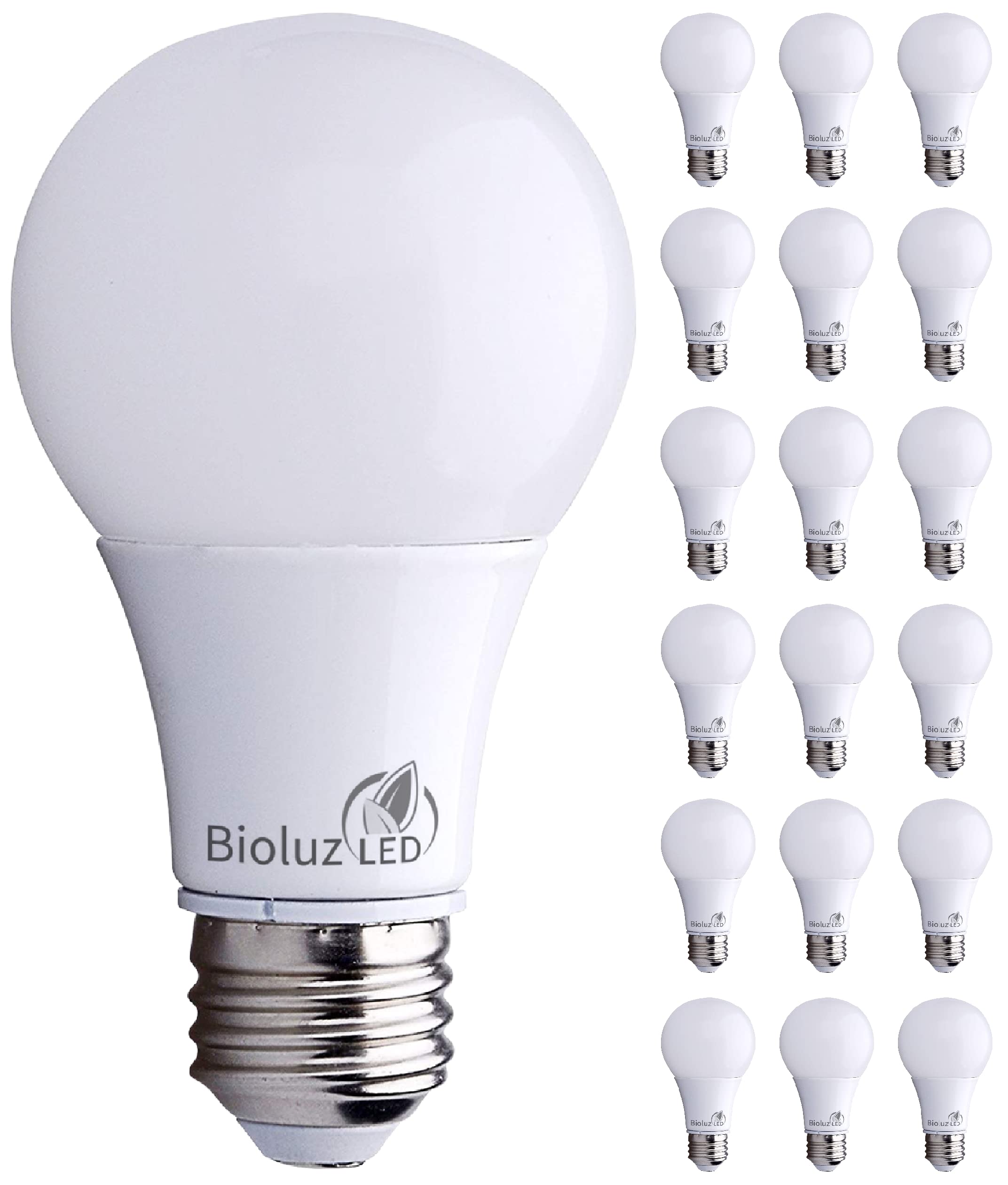 Bioluz LED A19 Light Bulbs 6W (40W Equivalent) 5000K Daylight White - Non-Dimmable, Energy Efficient, Long Lasting LED Bulbs for Home, Bedroom, Living Room, Office - 18 Pack