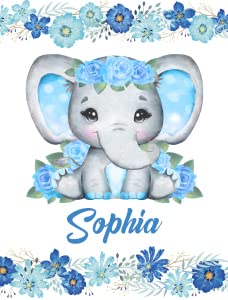 Blue Floral Elephant