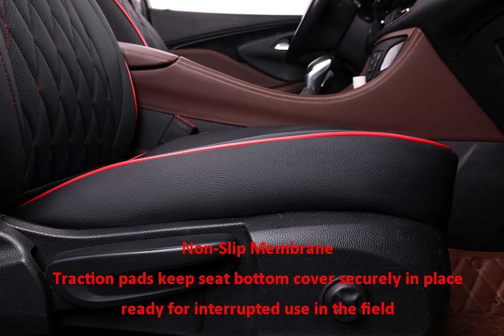 Premium EKR Custom Fit Leather Car Seat Covers for Buick Envision 2021-2024 - Full Set Black with Red Stitching - Waterproof & Anti-Slip Protection for Daily Commute & Road Trips