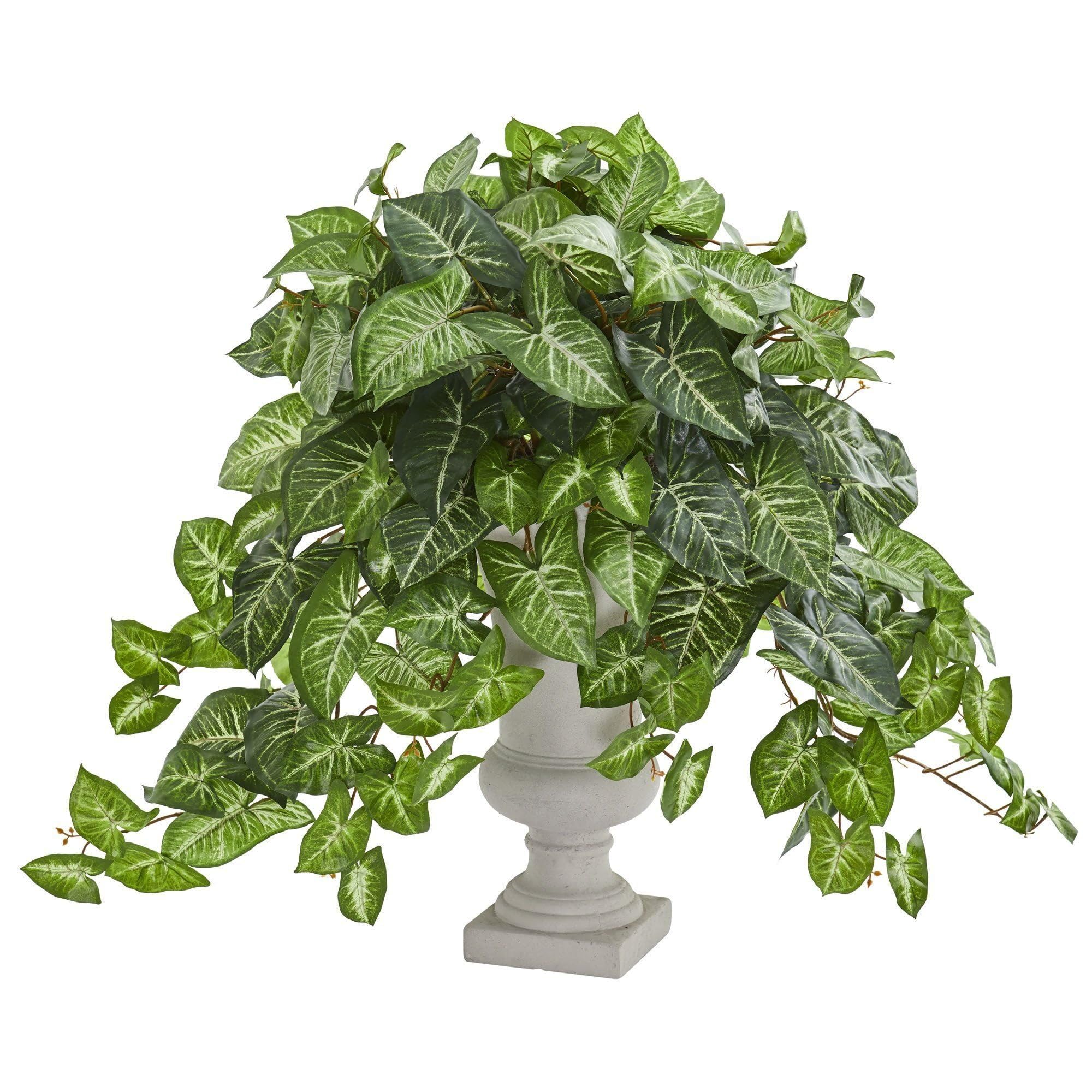 Nearly Natural 1 Nephtytis Artificial Plant in Gray Urn - Realistic Fake Indoor Greenery for Home Decor, Office & Wedding Centerpieces