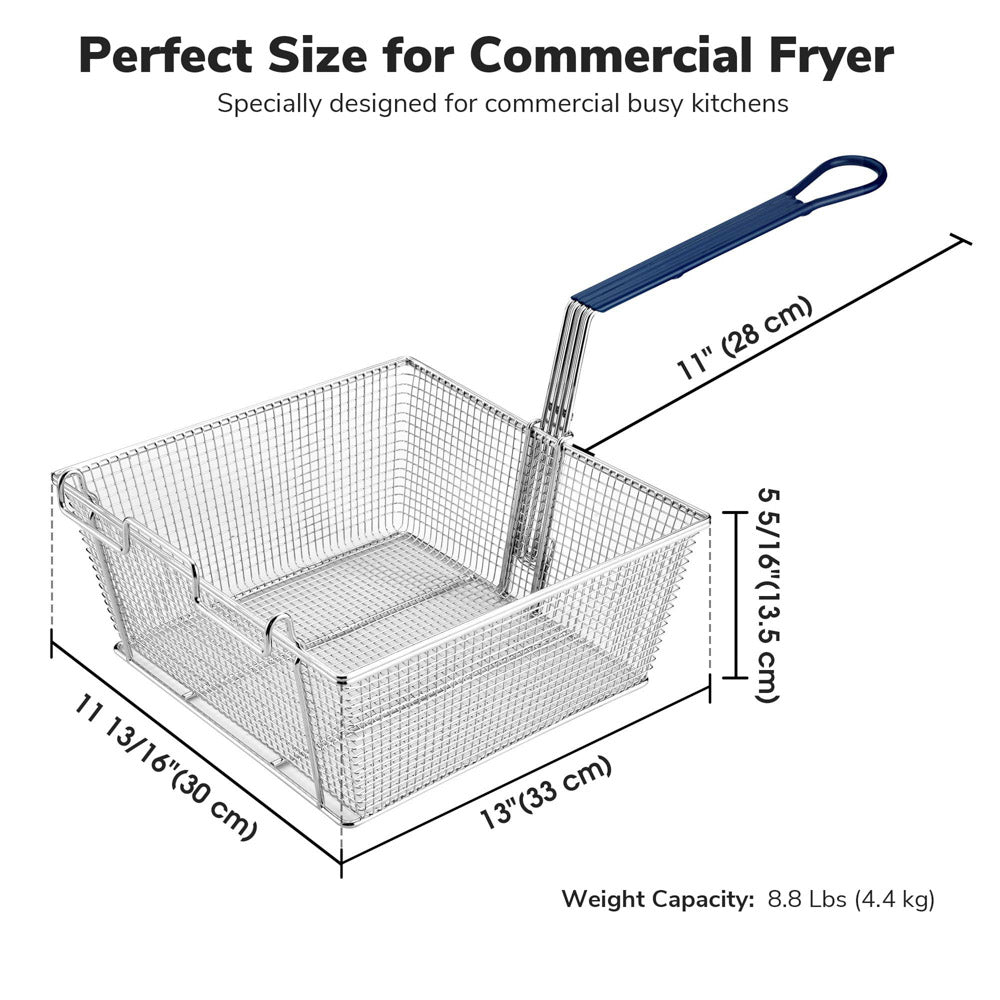 TheLAShop 13-Inch Large Fryer Basket Replacement - 8.8 lbs Capacity - Perfect for Commercial Deep Fryers & Home Kitchen Use