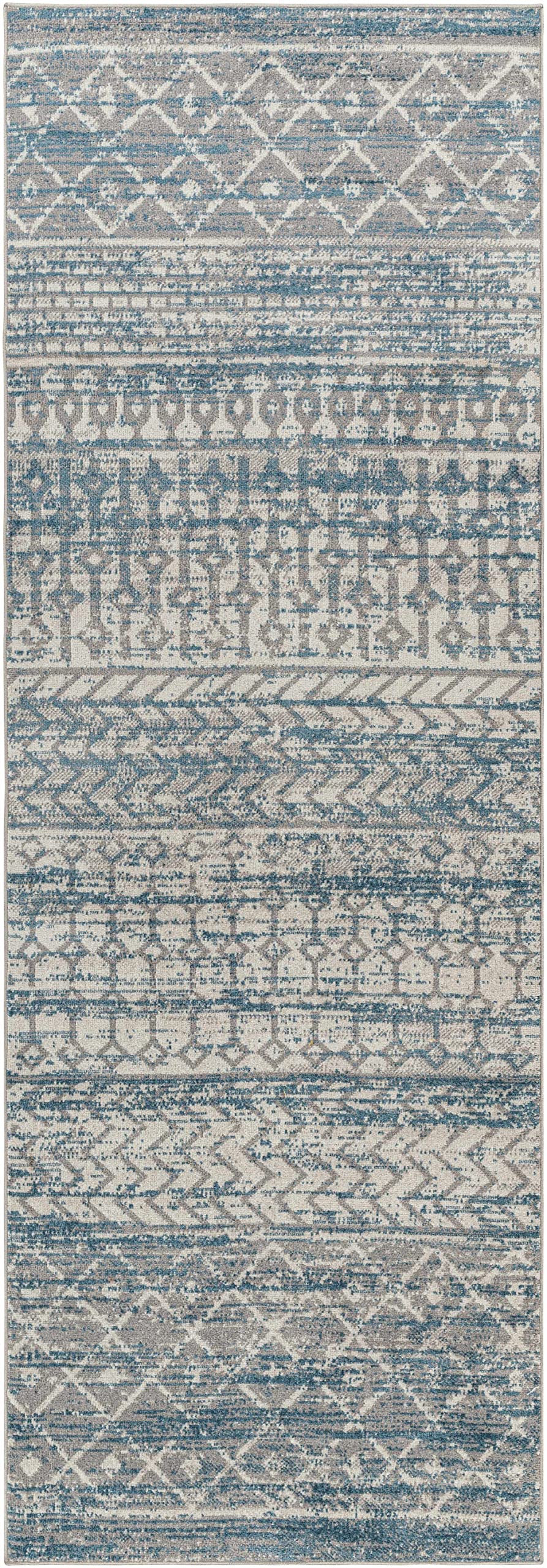 Hauteloom Sison Washable Area Rug - Blue & Gray Round 6'7