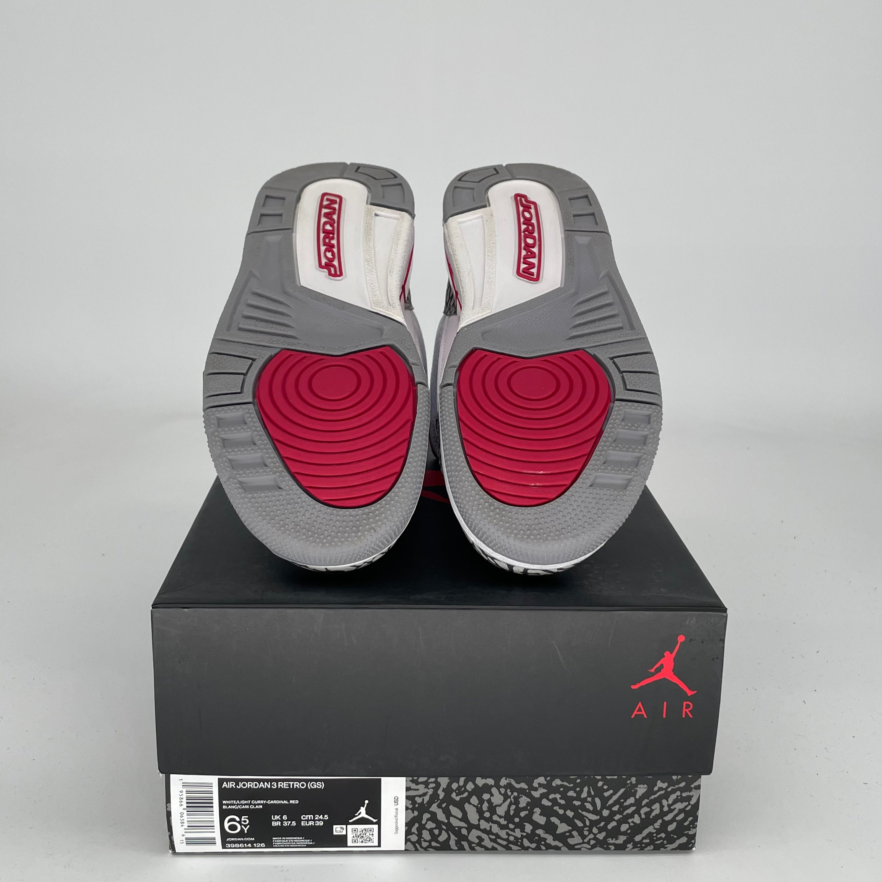 AIR JORDAN 3 CARDINAL Men's Basketball Shoes Size 6.5Y (398614-126) - Retro Sneakers for Running, Gym & Casual Wear