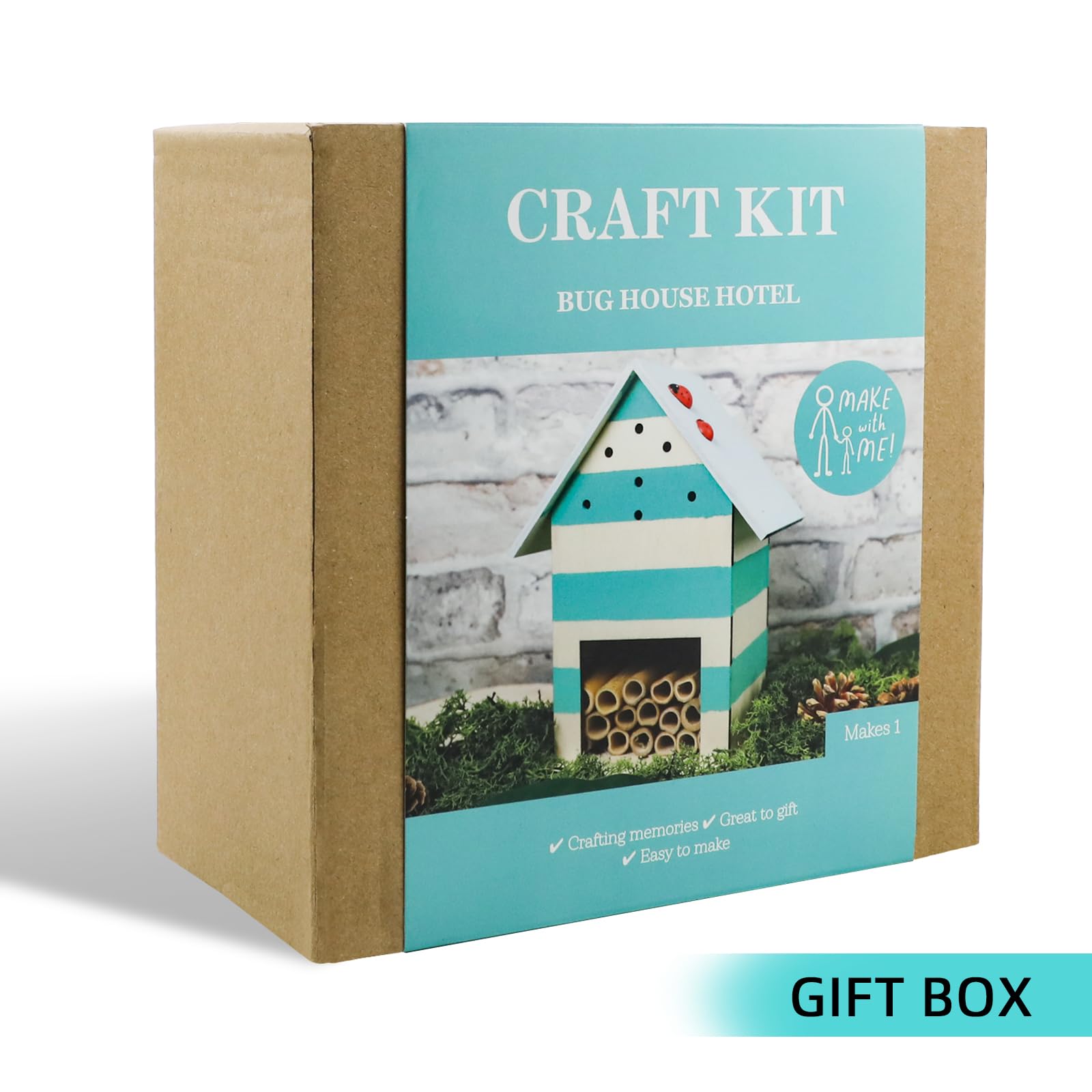 Premium DIY Wooden Insect House - Natural Bee Hotel for Pollinators, Butterflies & Ladybugs (8.25