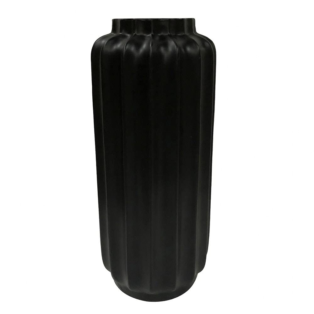Bari Large Floor Vase - Matte Black Resin Vase for Home Decor - Perfect for Living Room, Bedroom, or Entryway