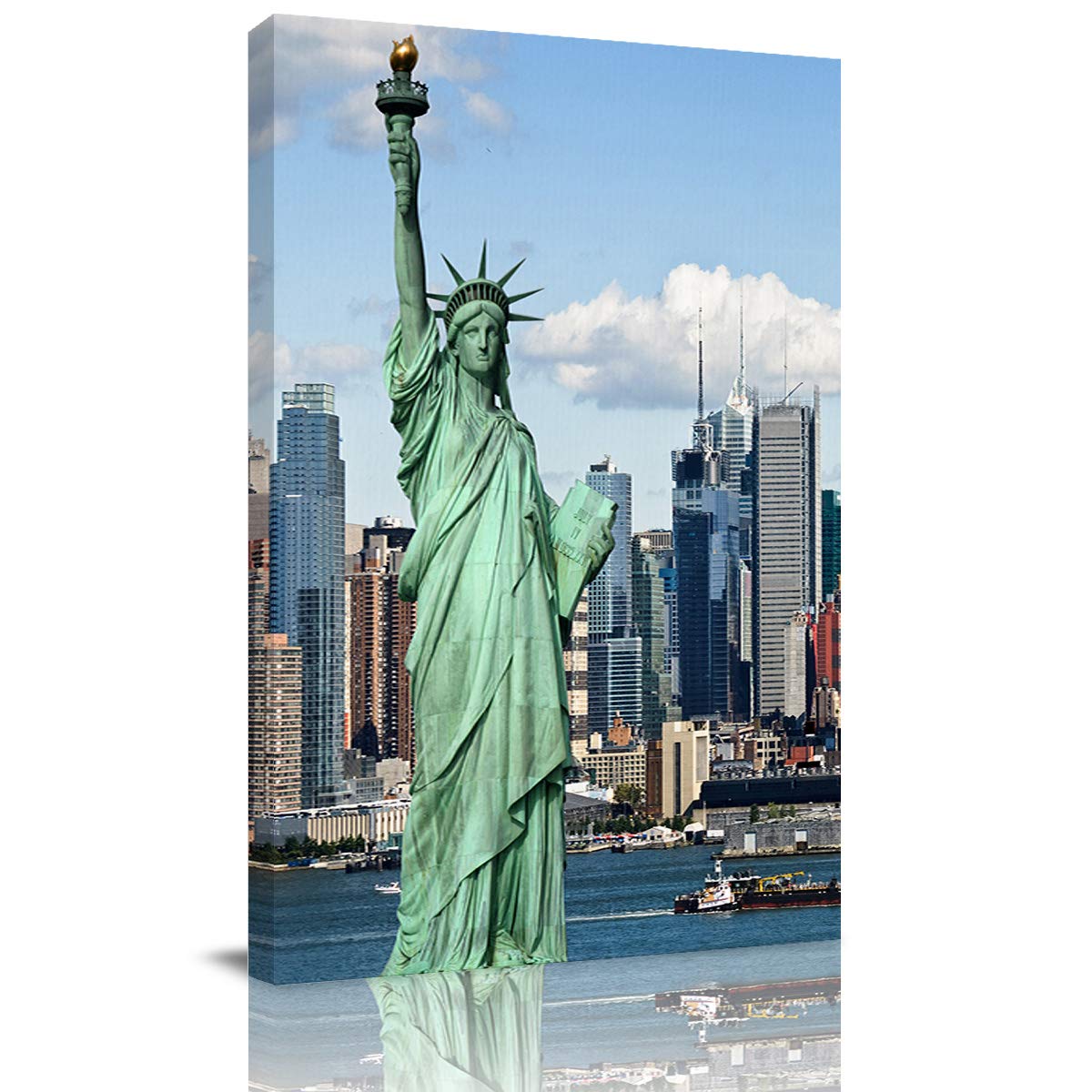 American Statue of Liberty Canvas Wall Art - Framed Abstract Painting Print for Home Decor, Ready to Hang (12x8in) | Perfect for Bedroom, Bathroom, Kitchen & Office | Unique Gift Idea for Holidays & Housewarming