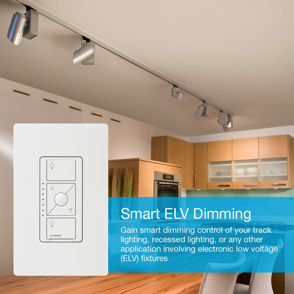 Lutron Caseta Smart Dimmer Switch ELV+ (Requires Lutron Hub) - 250W LED, Single-Pole/3-Way, Neutral Wire Needed - PD-5NE-WH 8-Pack in White - Perfect for Smart Home Lighting Control in Living Rooms, Bedrooms & Kitchens