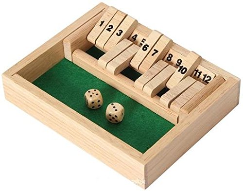 Wooden 12# Shut The Box Game - Compact Travel Set - Fun Family & Party Board Game for All Ages - Perfect for Home, Camping, and Gatherings