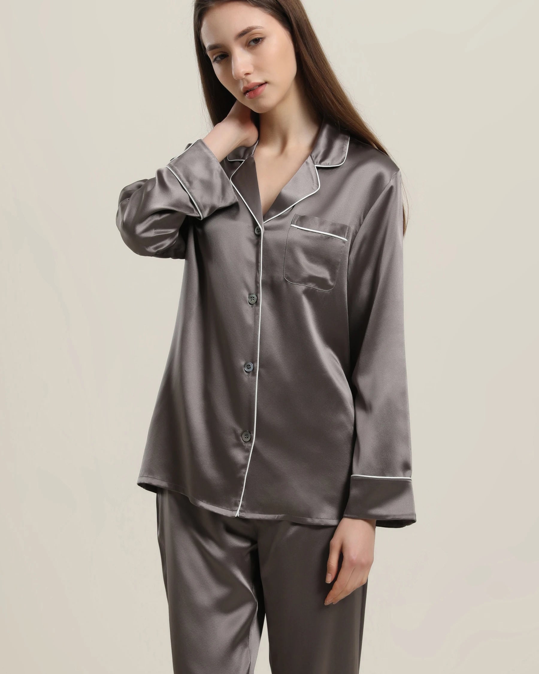 22 Momme Classic Silk Pajamas Set for Women - Luxurious 100% Mulberry Silk Sleepwear - Soft & Breathable Nightwear for Comfortable Sleep & Relaxation at Home
