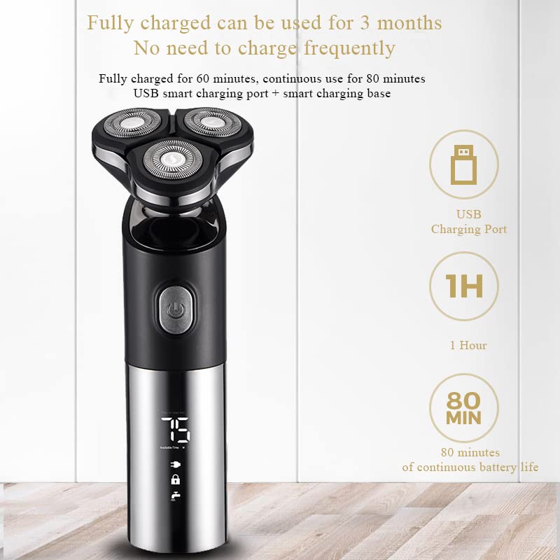 3-in-1 Electric Head Shaver for Bald Men - Rechargeable Wet/Dry Beard Trimmer & Facial Grooming Kit with LED Display (Red) - Perfect for Travel, Gym & Daily Shaving Routine