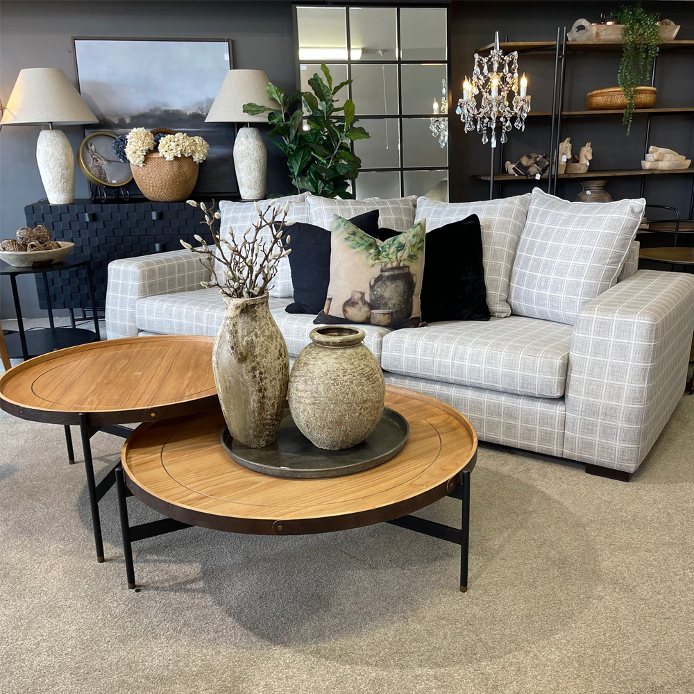 Harwood Round Coffee Table Set of 2 - Natural Wood Side Tables for Living Room, Bedroom & Office - Modern Nesting Tables for Small Spaces