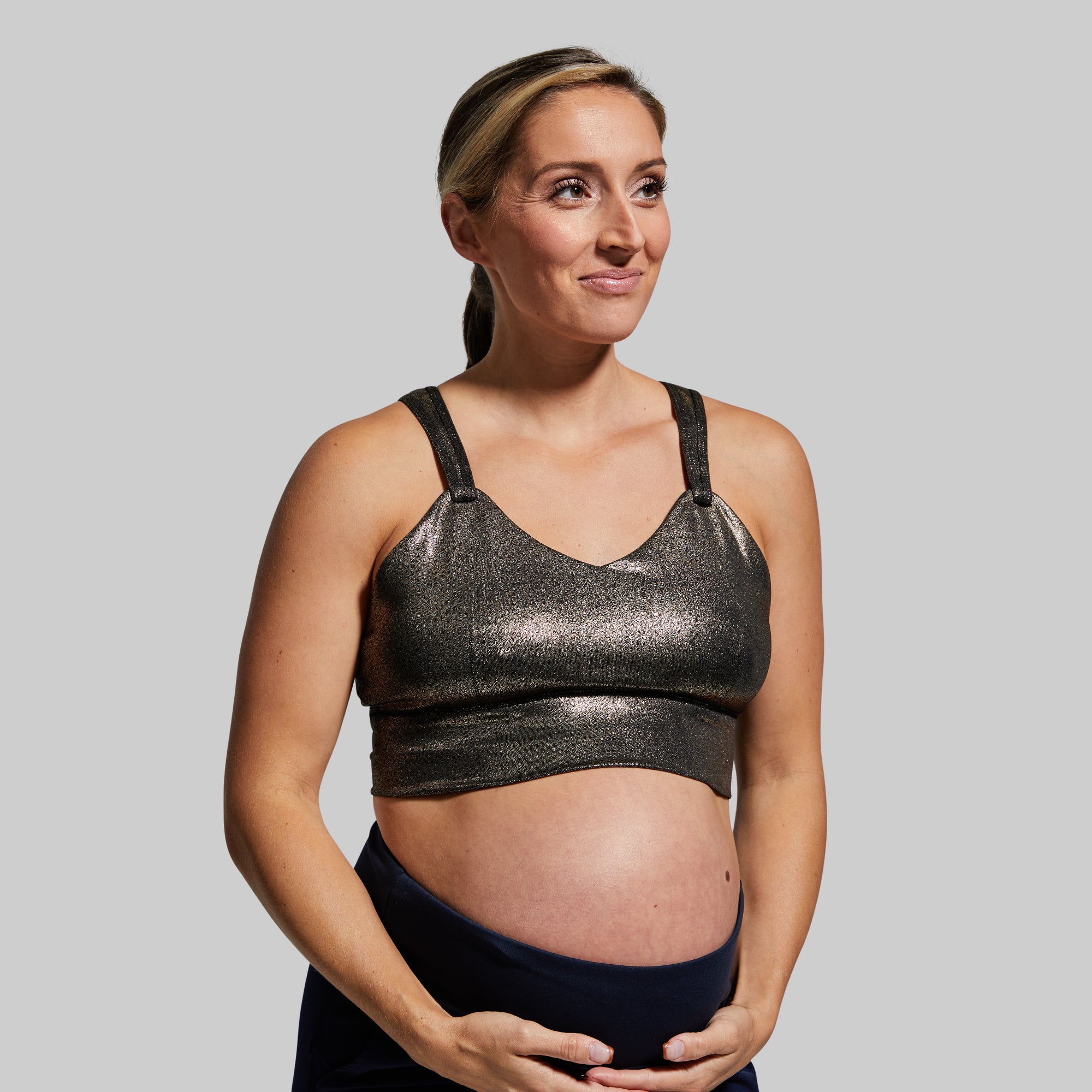Milk and Muscles Nursing Sports Bra for Breastfeeding Moms - Comfortable & Supportive Maternity Workout Bra (Gold Digger) - Perfect for Yoga, Gym & Postpartum Exercise