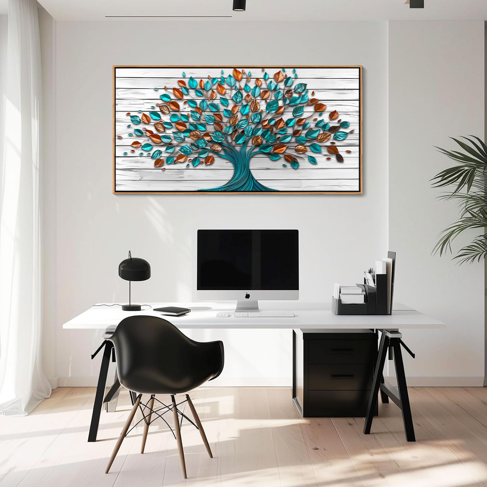 Tree of Life Wall Art Canvas Painting - 24×48 Inch Framed Green Nature Decor for Living Room, Bedroom, Office & Kitchen | Modern Home & Wall Decor | Perfect for Housewarming Gifts & Interior Design