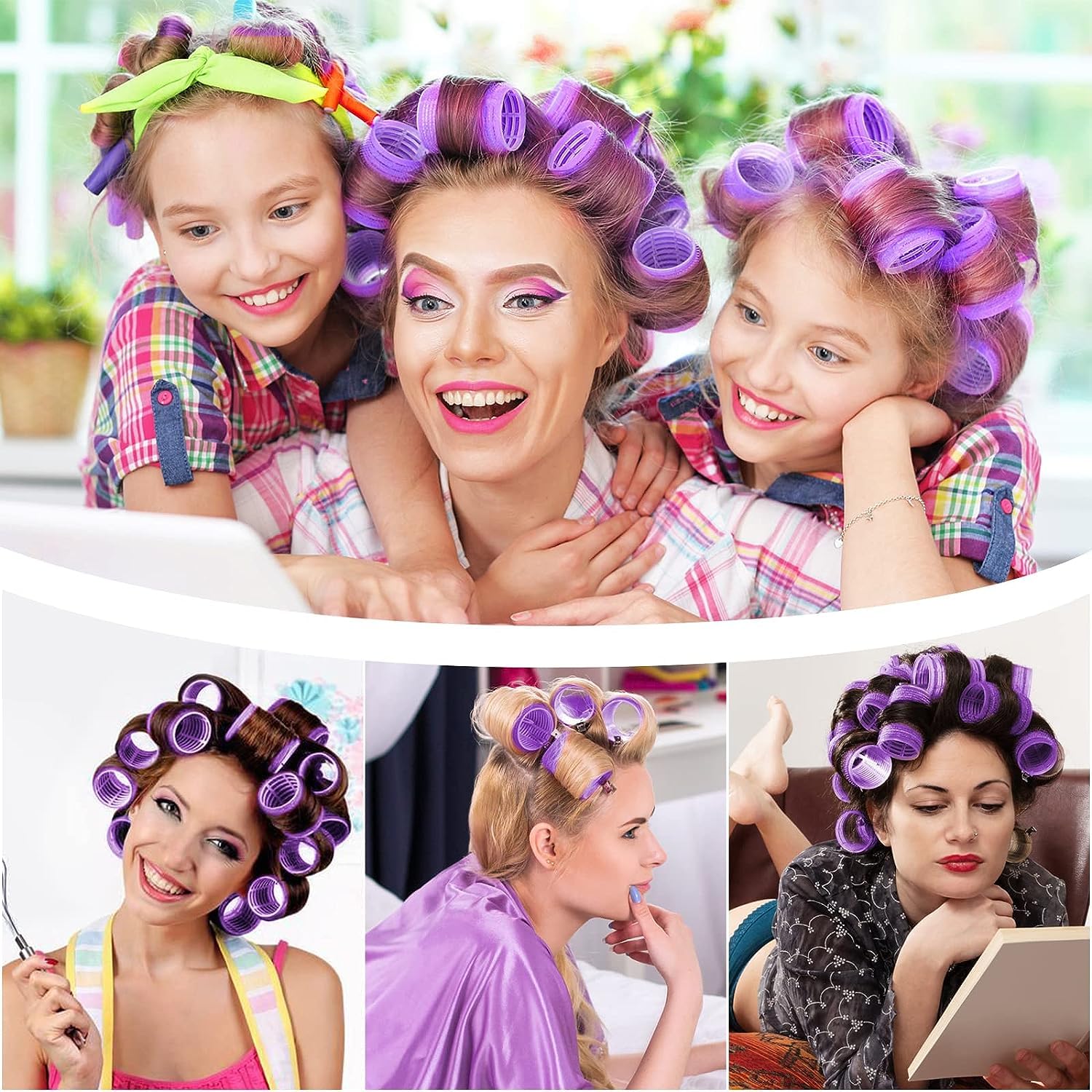 SIYAA 28-Piece Jumbo Hair Rollers Set - 18 Large Rollers & 10 Stainless Steel Duckbill Clips for Long, Medium & Short Hair - Salon-Quality DIY Hairstyles for Volume & Curls - Perfect for Home Styling, Parties & Special Occasions