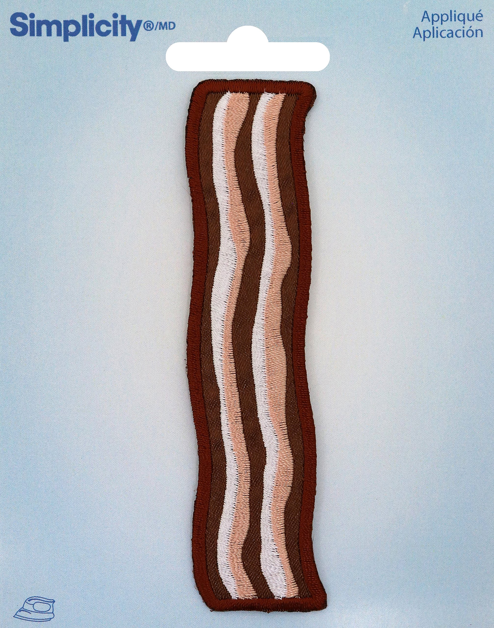 Wrights Bacon Iron-On Applique - High Quality Embroidered Patch for DIY Crafts, Clothing & Accessories - Perfect for Costumes, Jackets, Bags & Home Decor