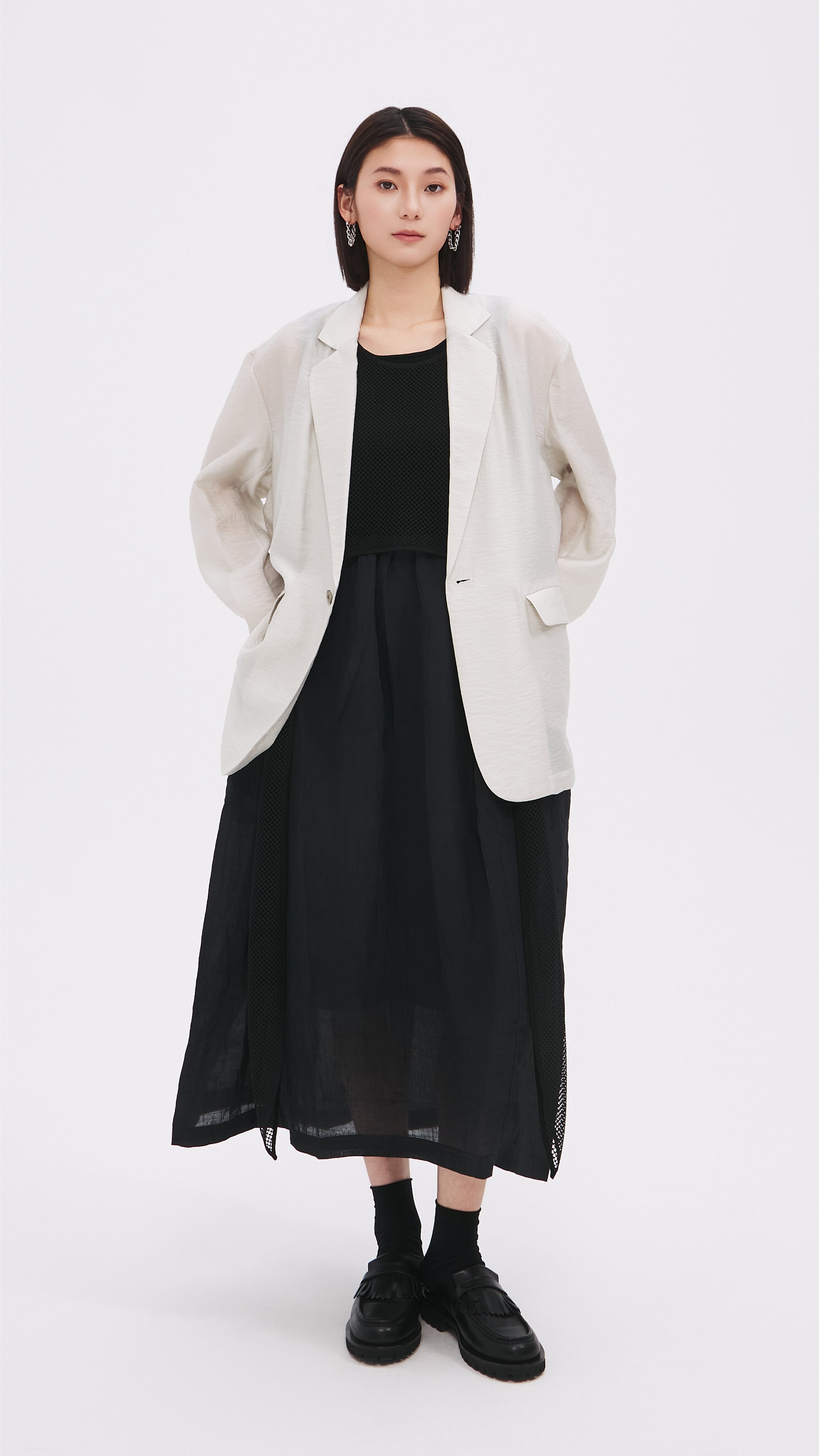 Women's Lightweight Sheer Blazer Jacket - Elegant Open Knit Office Wear for Business & Casual Outfits | Perfect for Work, Parties & Special Occasions