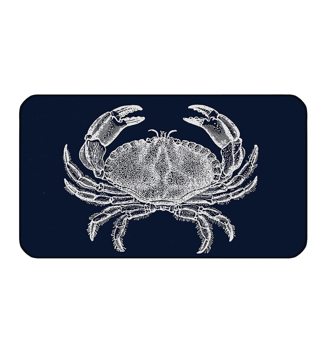 Nautical Crab Door Mat - Non-Slip Indoor Outdoor Ocean Rug, Navy Blue Welcome Mat for Front Door, Porch, Kitchen, Beach House (17x30 Inch) - Perfect for Coastal Decor & Entryway Protection