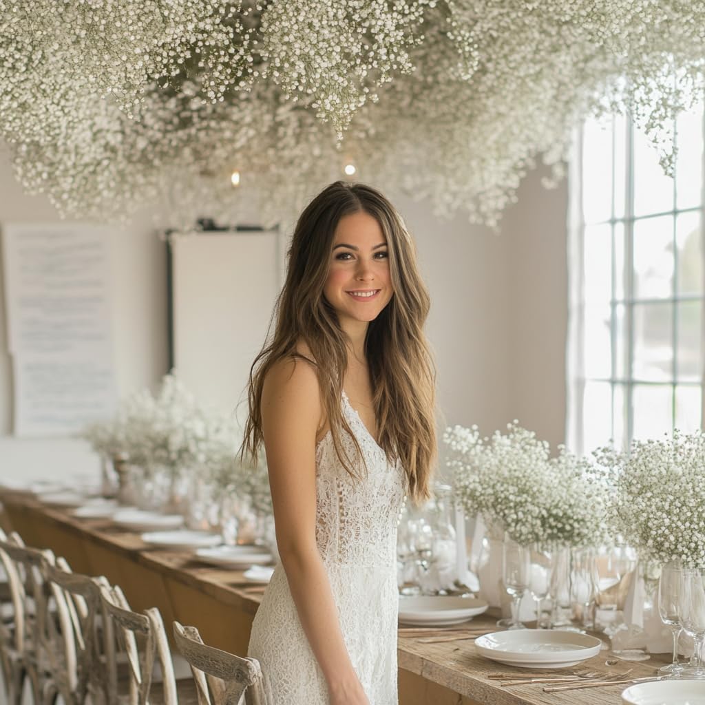 120 Stems Fresh Cut Gypsophila (Baby's Breath) Flowers - Perfect Wedding Bouquet Filler, Bridal Shower Decor, Centerpiece Arrangement - Ideal for Weddings, Baby Showers, Events & Home Decor