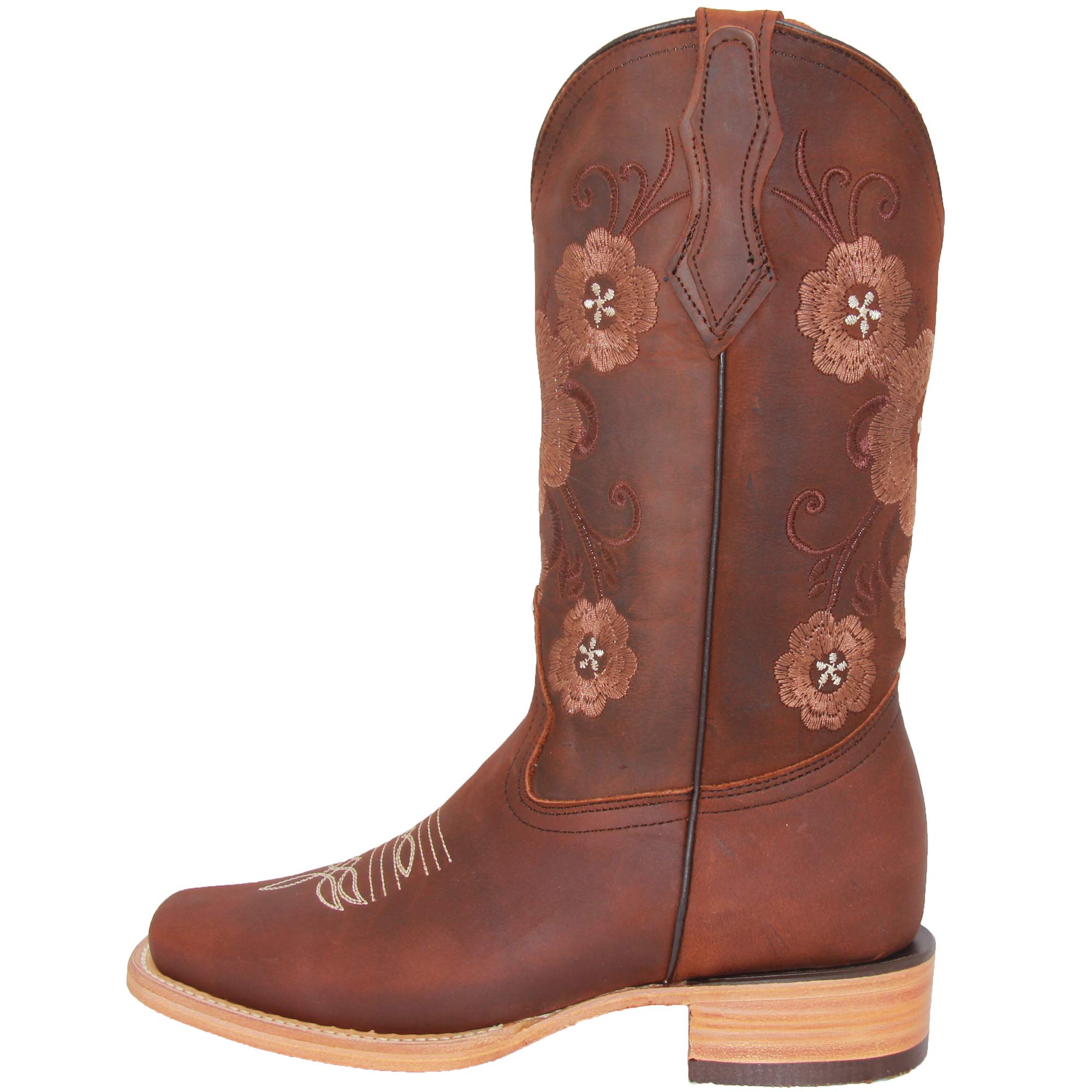 Women's Western Boots - Genuine Leather Cowgirl Boots with Floral Embroidery & Square Toe | Perfect for Country Dancing, Rodeos & Western Fashion