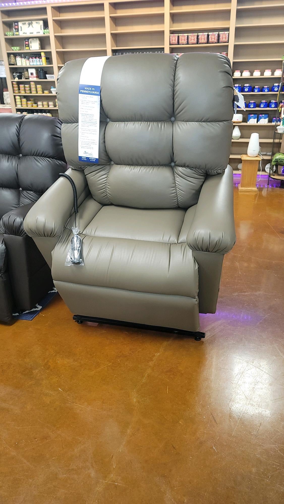 Vega Medium Wide Brisa Shiitake Lift Chair UC556 MXW SKD USH - Power Recliner for Elderly & Mobility Assistance, Comfortable Lift Chair for Living Room, Bedroom & Home Theater Use