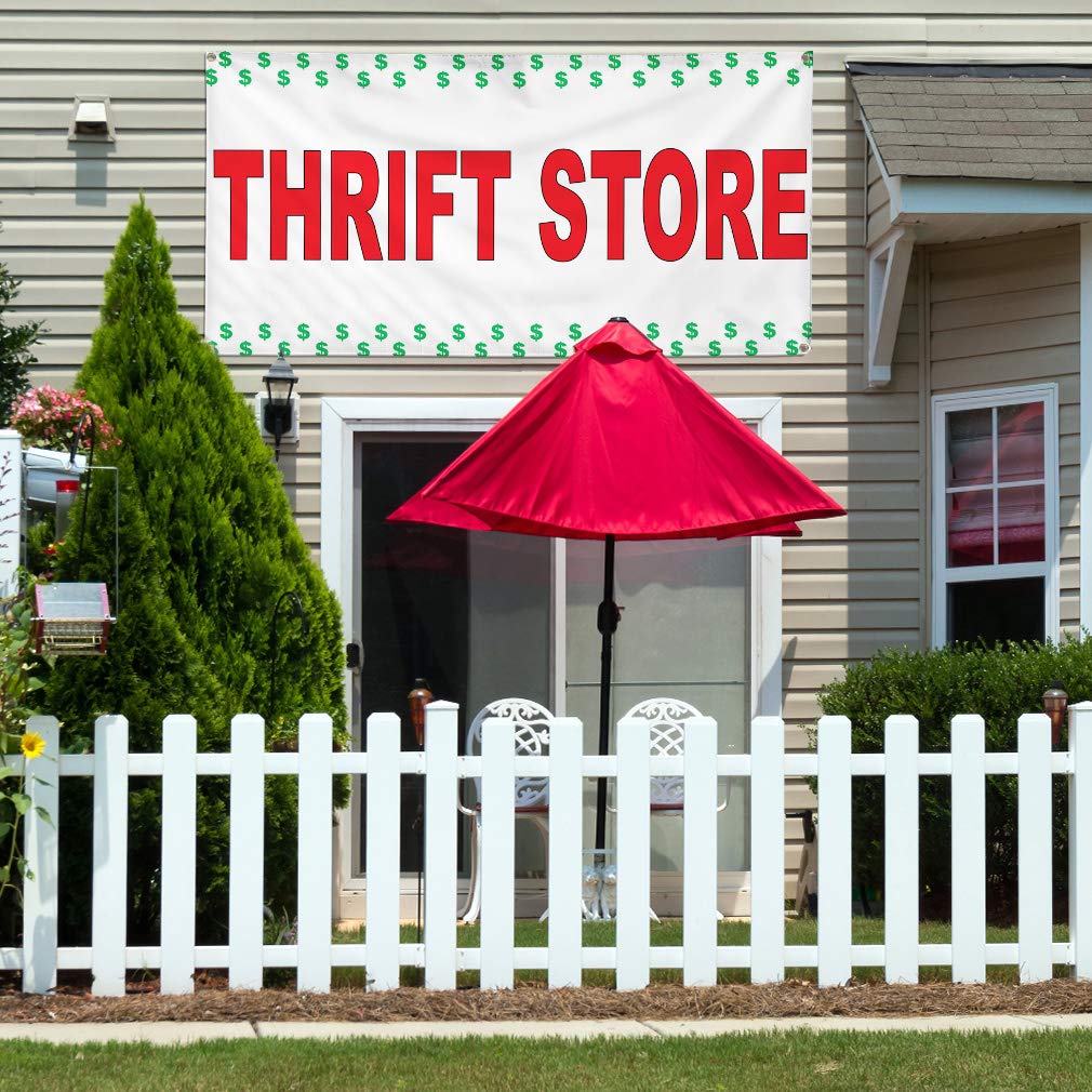 Vinyl Banner - Multiple Sizes (60x144 Inches) - Weatherproof Outdoor Business Sign with 10 Grommets - Perfect for Thrift Stores, Industrial Yards & Outdoor Advertising