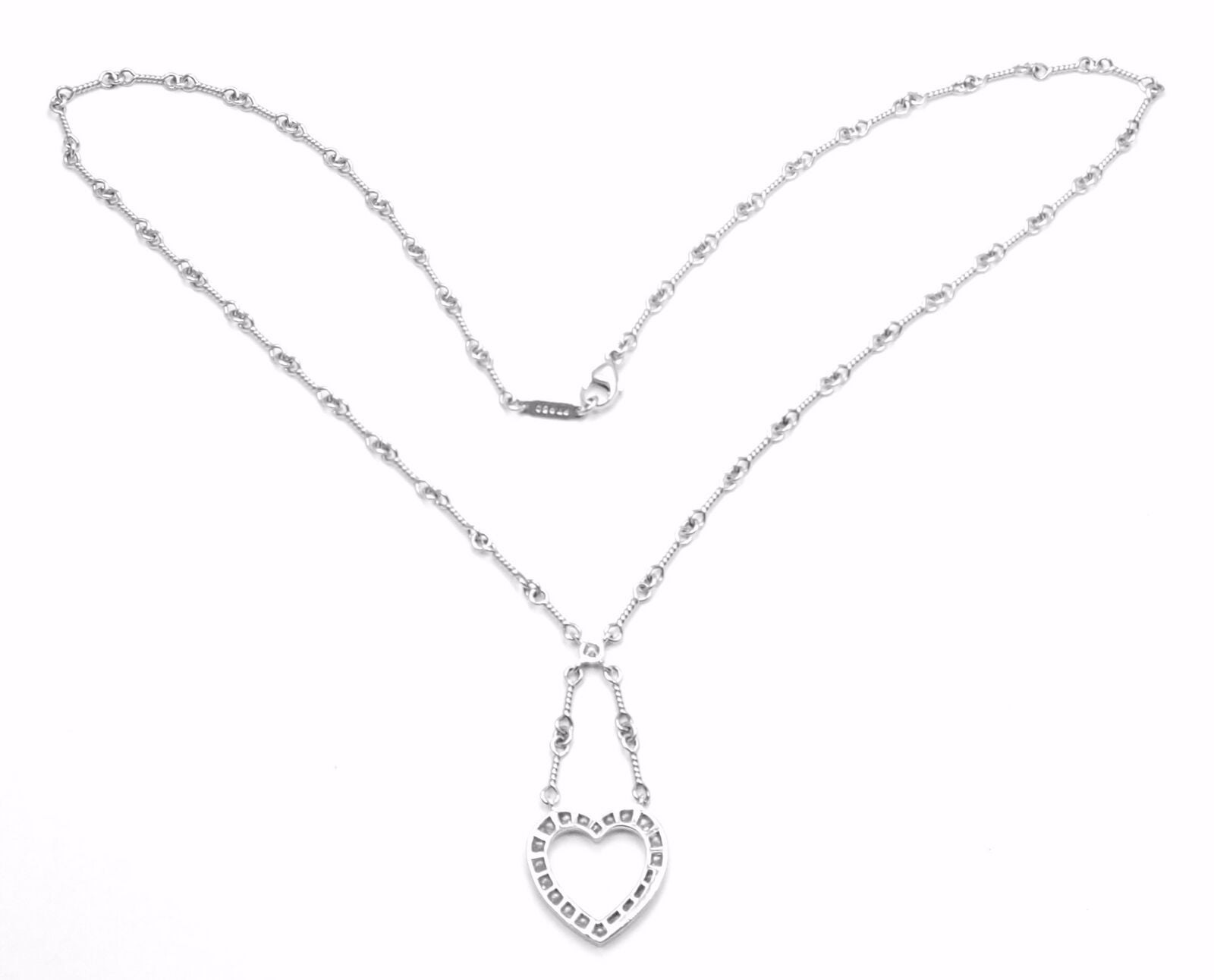 Authentic Tiffany & Co Platinum Diamond Open Heart Pendant Necklace for Women - Elegant Jewelry Gift for Anniversary, Valentine's Day & Special Occasions