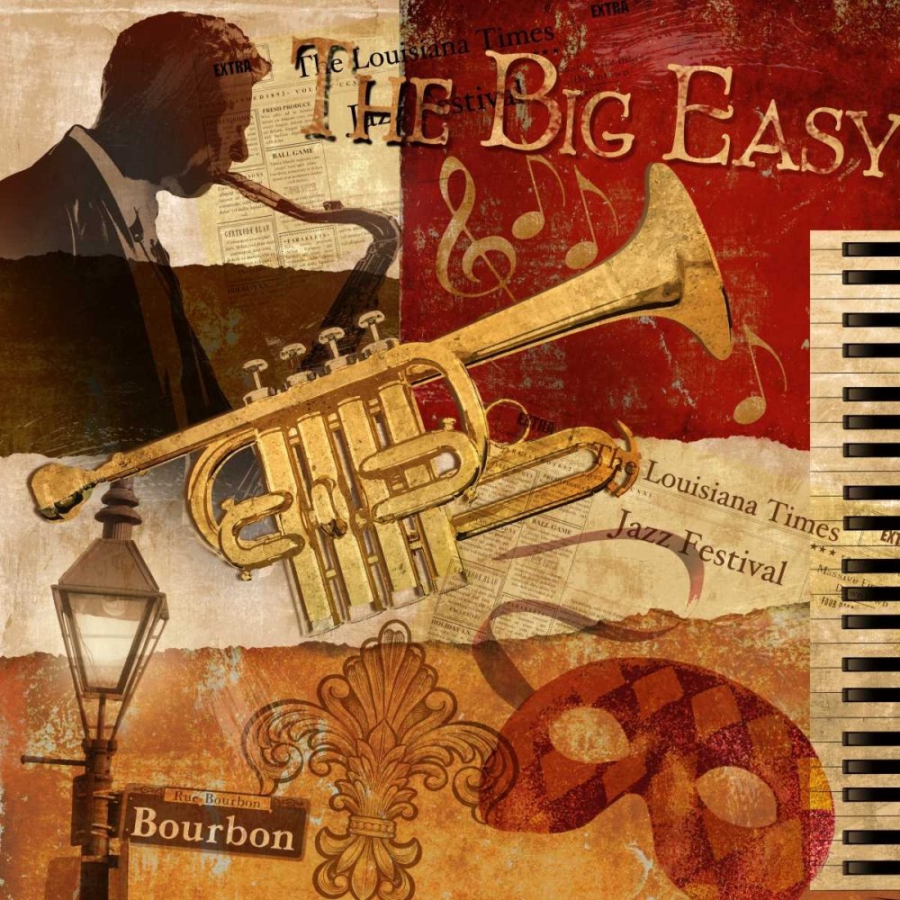 The Big Easy - Knutsen Conrad Music Fine Art Print on Paper 39x39 Inch - Premium Wall Decor for Living Room, Bedroom & Office