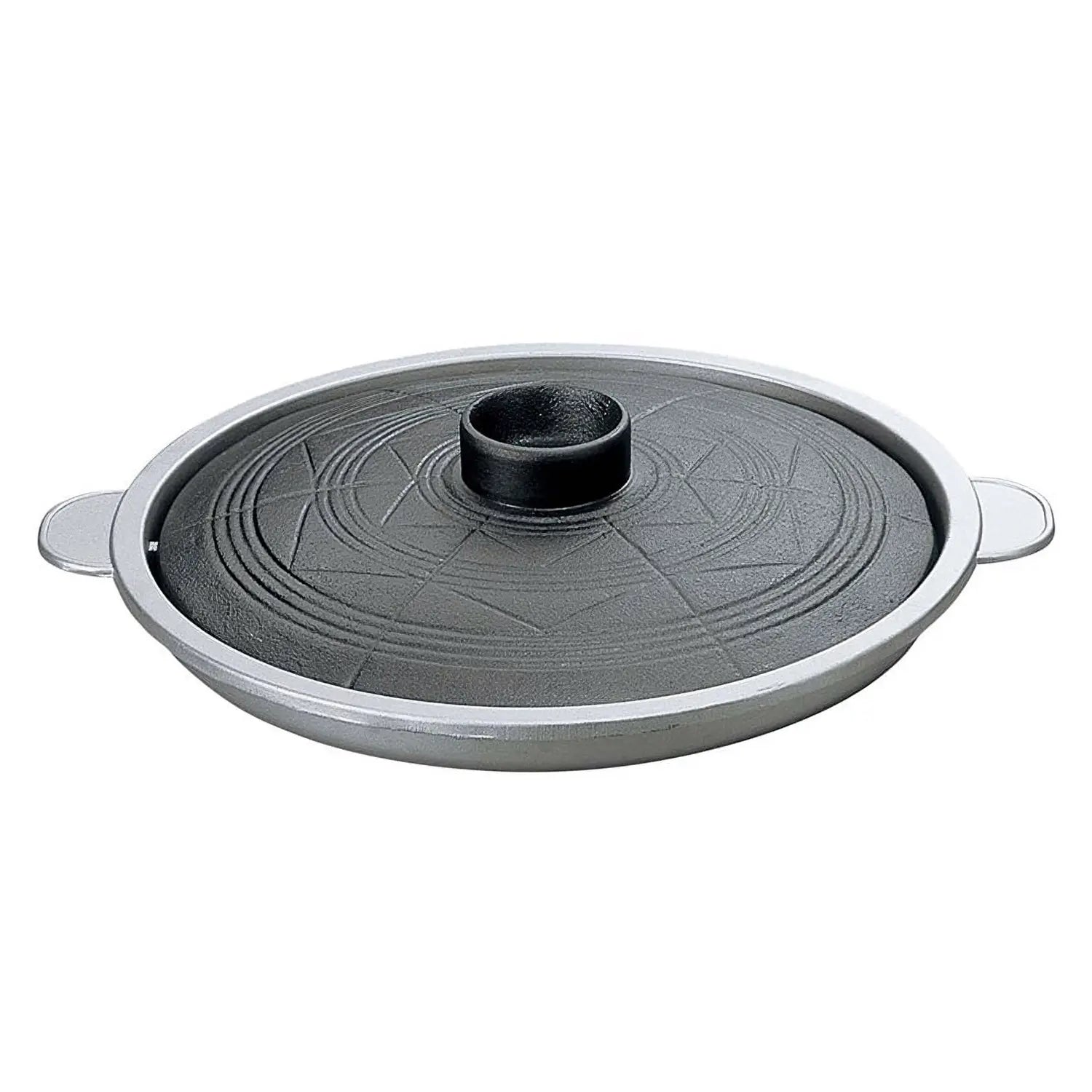 EBM Aluminum Yakiniku BBQ Grill Pan with Lid - Perfect for Japanese Korean BBQ, Indoor Outdoor Cooking, Camping & Family Gatherings