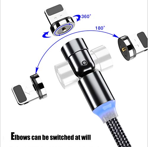 3-in-1 Magnetic Charging Cable with 360° Rotation | Fast 2.4A Nylon Braided USB Cable Compatible with Micro USB, Type C & Lightning | Perfect for Phones, Tablets & Smart Devices | Ideal for Home, Office & Travel Use (2M)