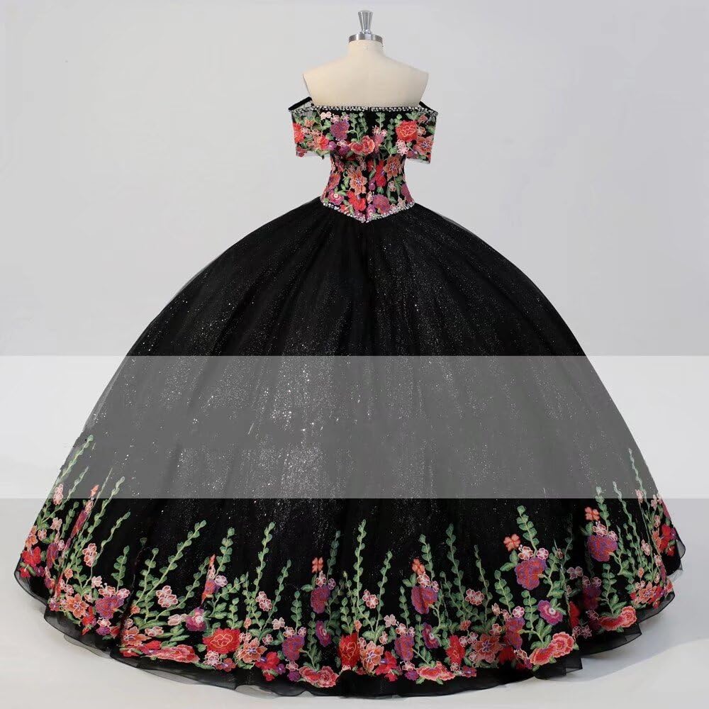 Boho Off Shoulder Floral Applique Quinceanera Dress 2025 - Elegant Ball Gown & Sweet 16 Charro Party Dress with Tulle Skirt | Perfect for Quinceañeras, Proms, Weddings & Special Occasions