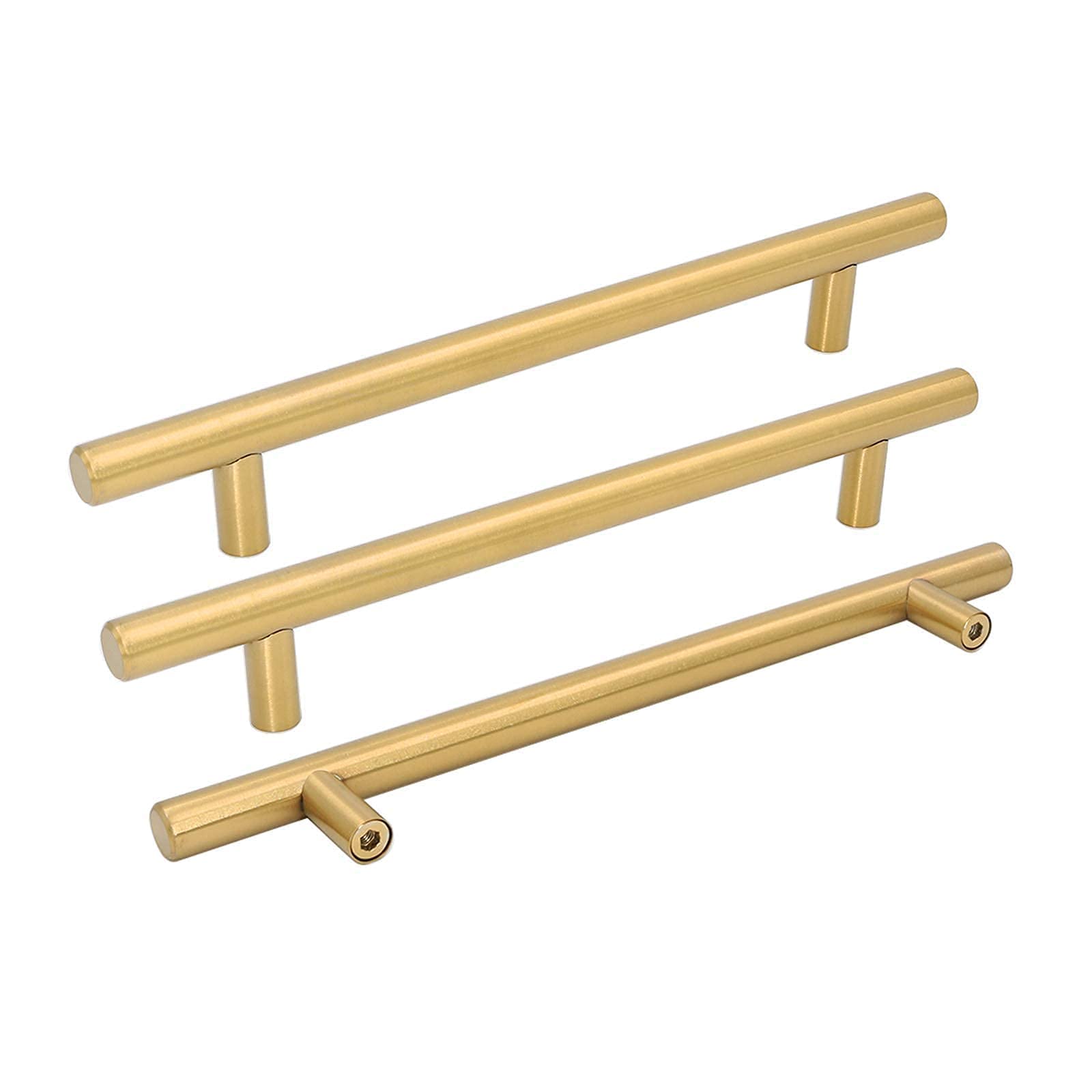 Goldenwarm Gold Cabinet Handles 30 Pack - Vintage Stainless Steel Drawer Pulls for Bathroom & Kitchen (8in Hole Centers)