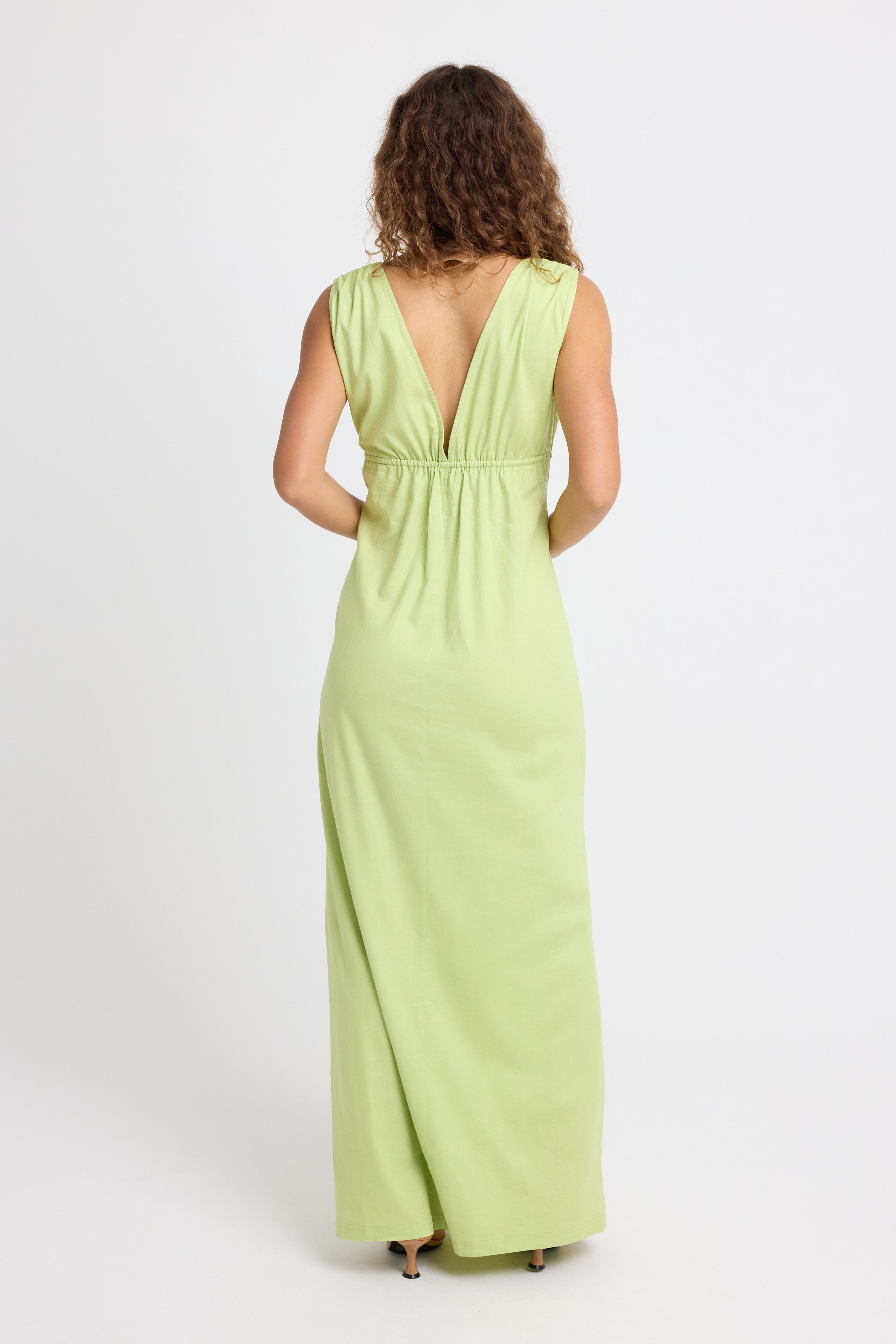 Calli Linen Dress for Women - Breathable Summer Maxi Dress in Lime Green | Perfect for Beach Vacation, Garden Party & Casual Outings