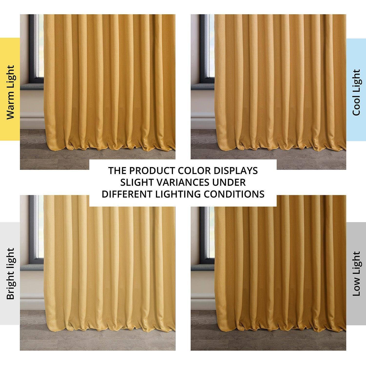 Dandelion Gold Extra Wide Textured Faux Linen Blackout Curtains - Thermal Insulated Window Drapes for Living Room, Bedroom & Nursery (Set of 2 Panels)