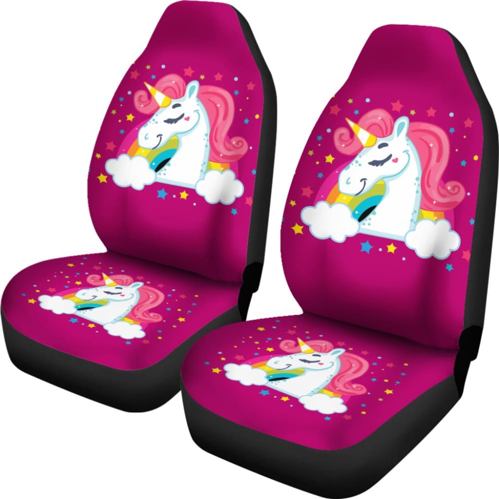 Rainbow Unicorn Car Seat Covers - LGBT Pride Pink Themed Universal Fit for Cars, Trucks & SUVs - Soft Stretchable Fabric for Comfort & Style - Perfect for Pride Parades, Road Trips & LGBTQ+ Supporters