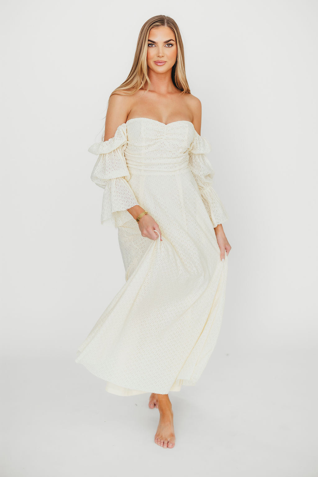 Corrine Tiered Sleeve Maxi Dress with Pockets in Butter Yellow - Bump Friendly Maternity Dress for Women | Perfect for Baby Showers, Beach Vacations & Summer Weddings
