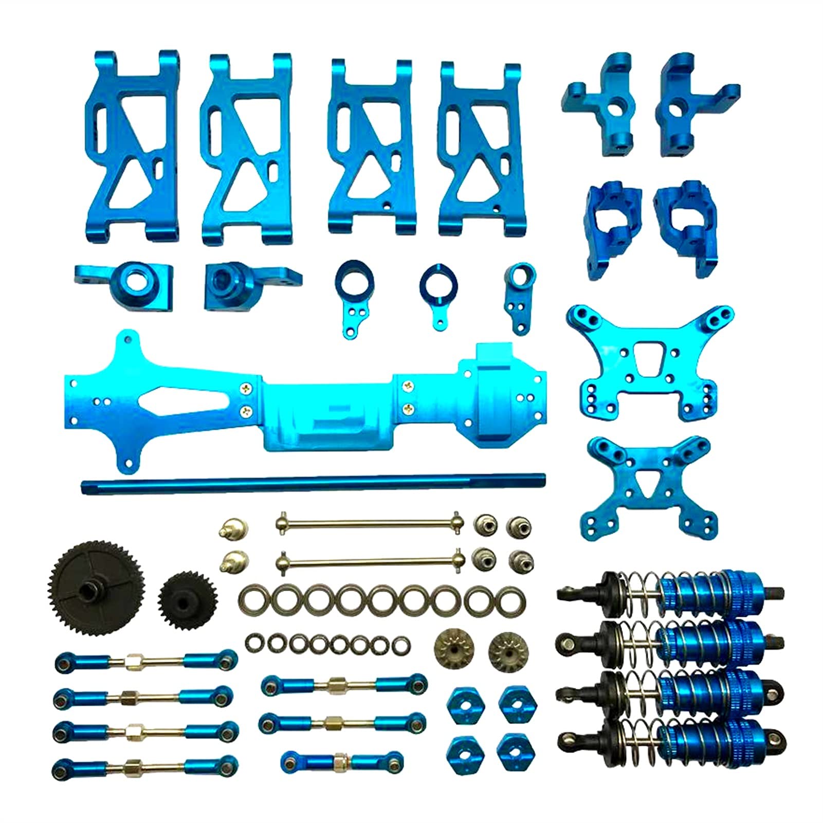 Upgrade Metal Gear & Steering Hub Kit for WLtoys RC Cars - 1 Set Spare Parts Accessories with Shock Absorbers (Blue) | Durable Replacement for Off-Road Racing & RC Car Maintenance