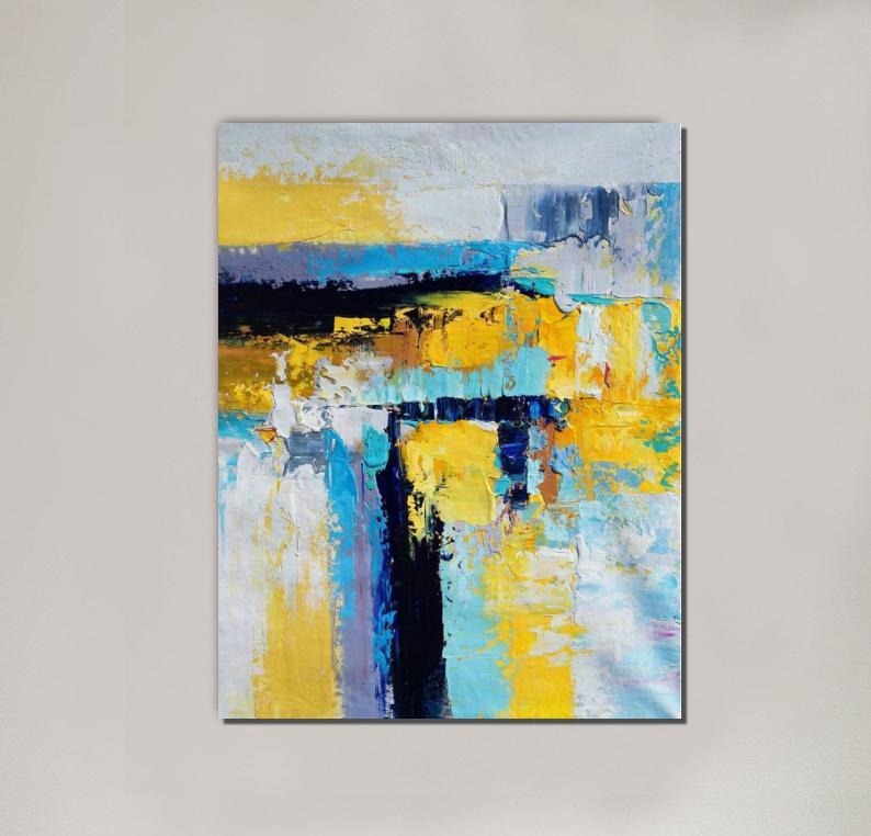 Large Modern Wall Art Painting - Contemporary Abstract Canvas Artwork, Acrylic Bedroom Decor for Living Room & Office | Perfect for Home Interior Design & Gift Giving