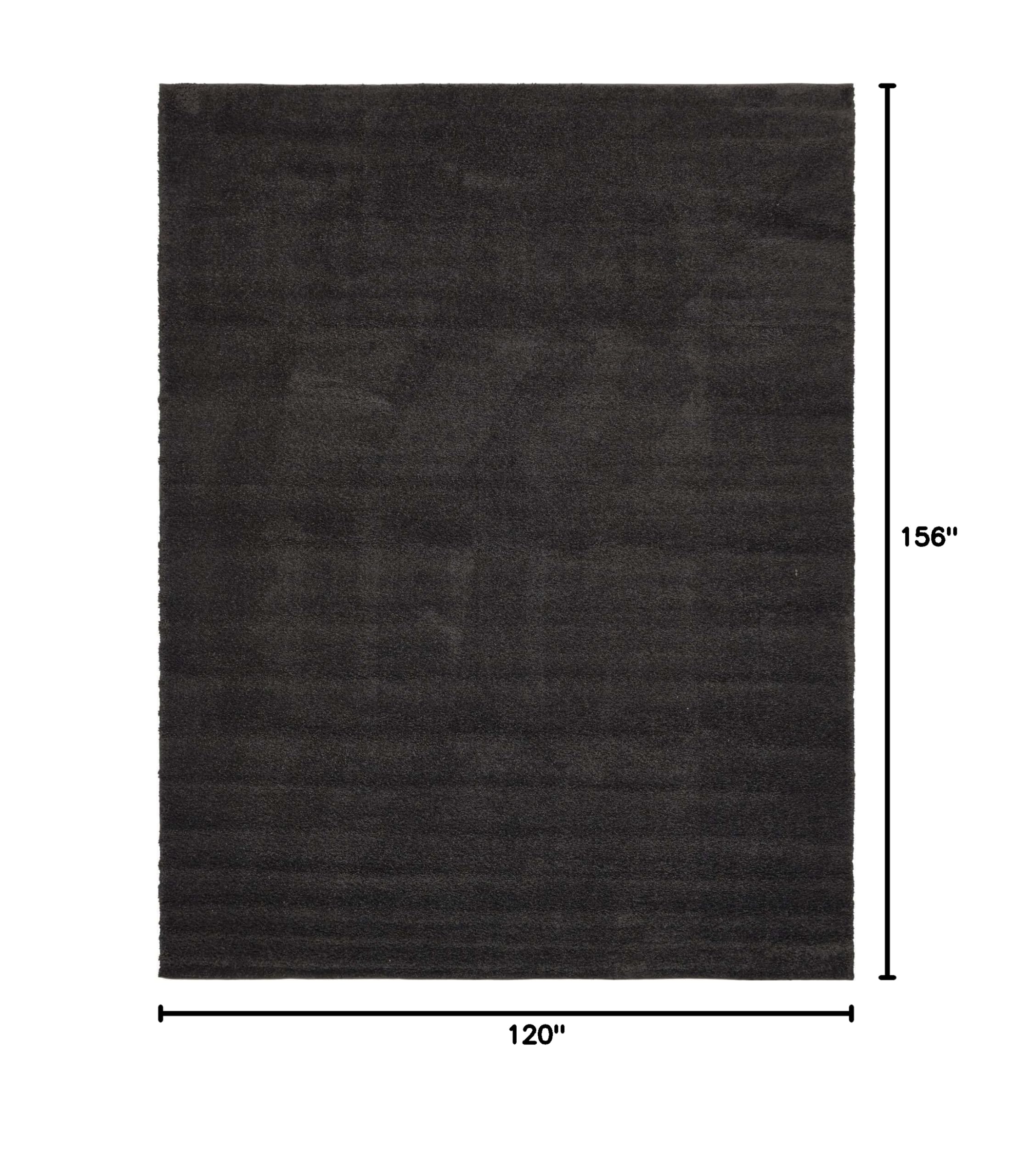 Unique Loom Solo Collection Area Rug - Calabasas 10' x 13' Rectangle Charcoal Black | Soft Modern Rug for Living Room, Bedroom & Office Decor