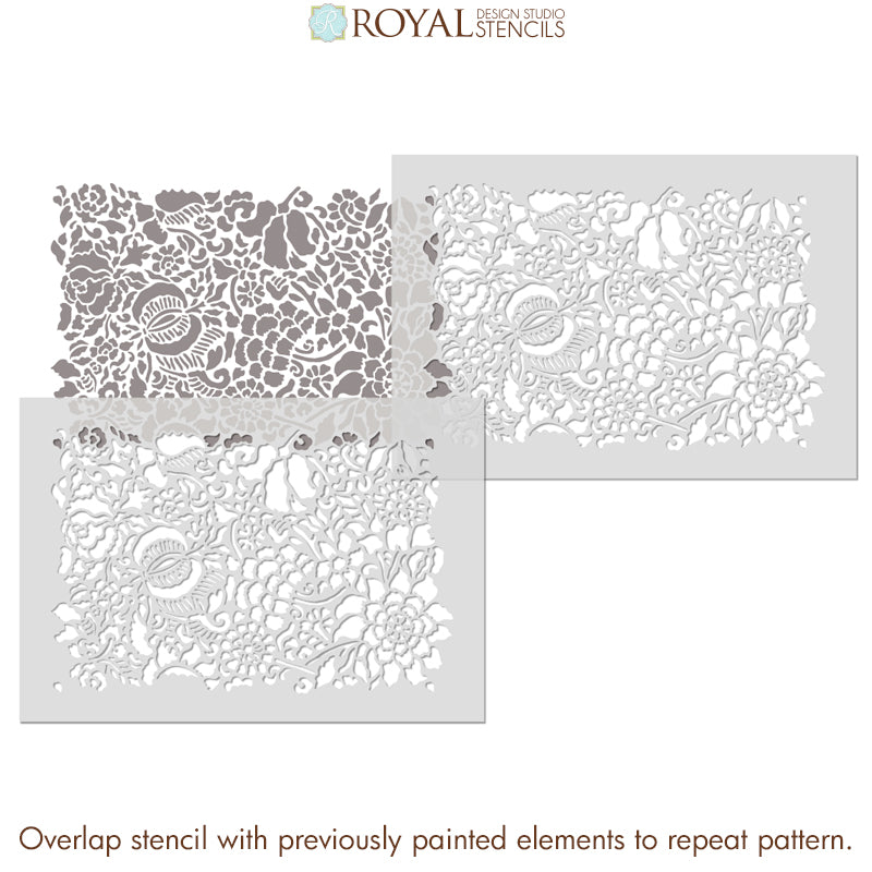 Francesca Floral Damask Furniture Stencil - Reusable DIY Painting Template for Wood, Walls & Fabric - Perfect for Home Decor, Crafts & Upcycling Projects