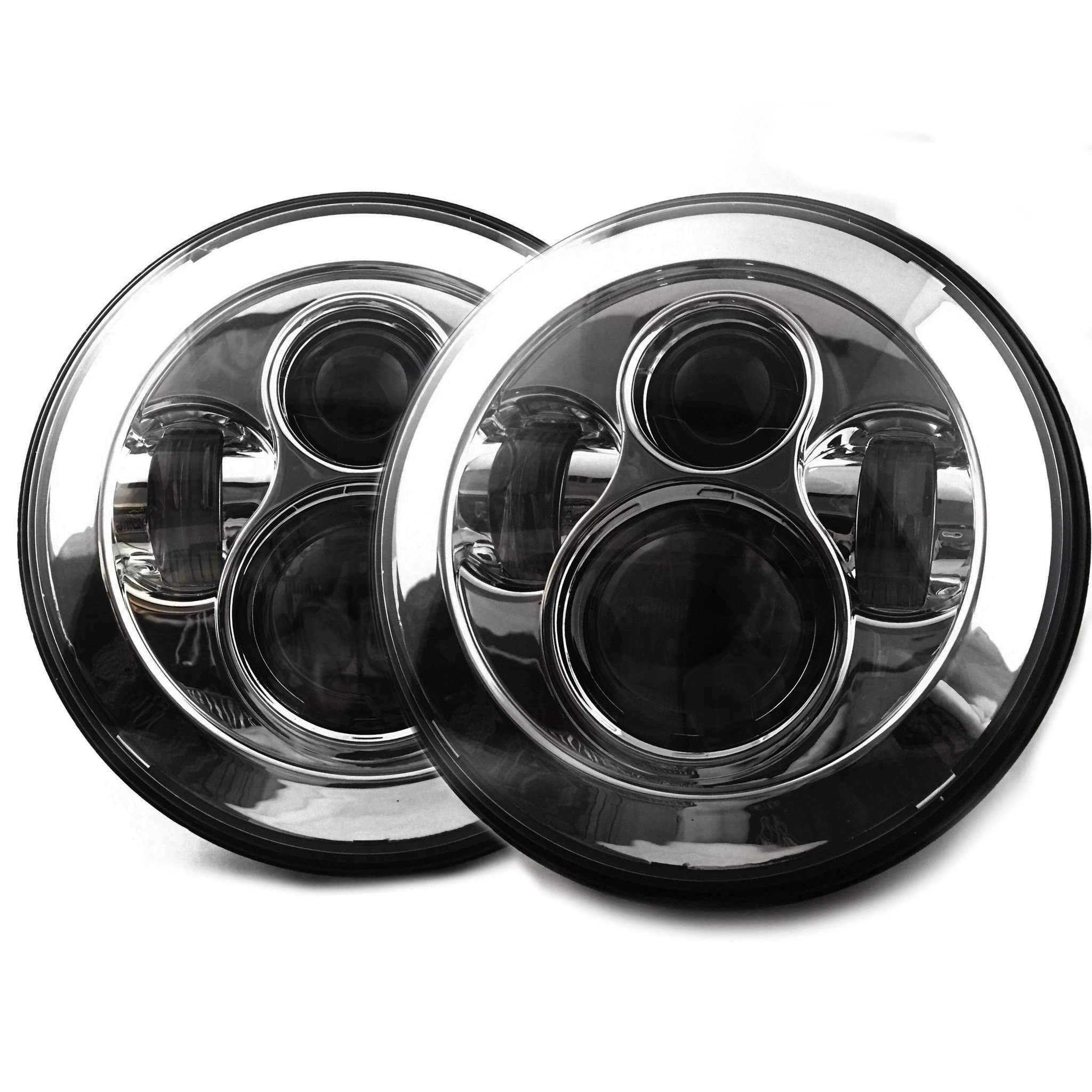 Eagle Lights 8700 7-Round Chrome LED Headlight Kit for Jeep Wrangler - Anti-Flicker Harness Included - Upgrade Your Off-Road Lighting for Night Driving & Adventure