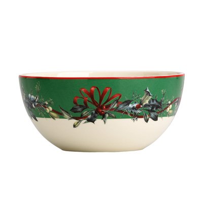 Lenox Winter Greet Green All-Purpose Bowl Set of 4 – Elegant Serving Bowls for Holiday Dinners, Parties & Everyday Use